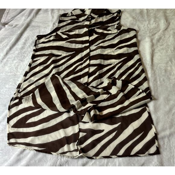 Chico's Womens Zebra Print Sleeveless Button Down Tunic Shirt Dress Size 1 Brown - Picture 9 of 12